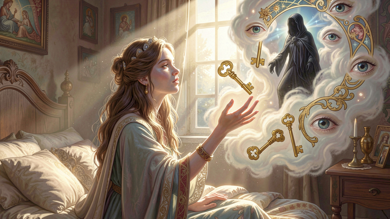 Ethereal artwork of a person reaching to recapture fading dreams at dawn